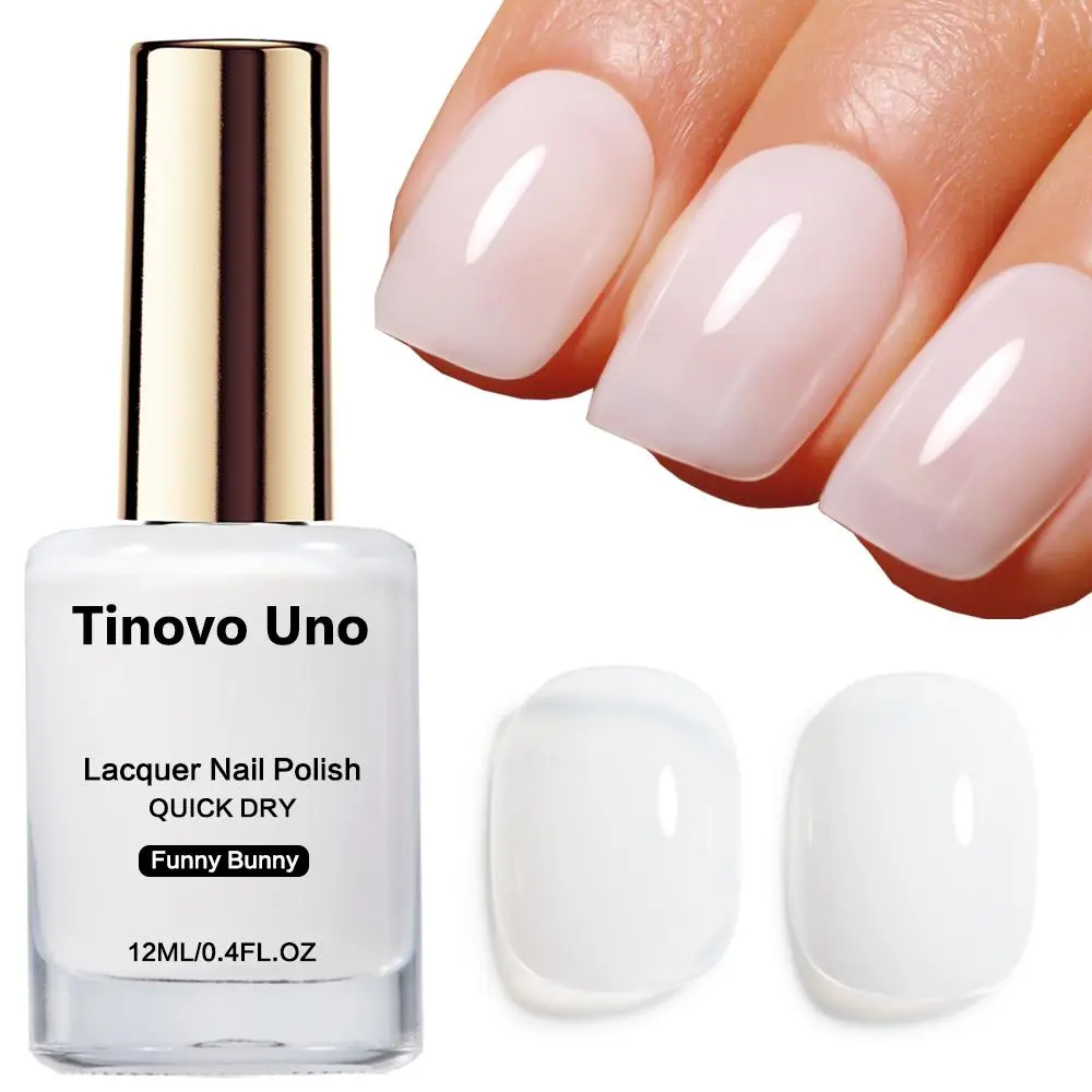 Tinovo Uno 12ml Summer Milky White Nail Polish, Nail Art, Quick-dry, Easy Application, Diy French Manicure, French Styles, Glossy Shine for Women & Girls