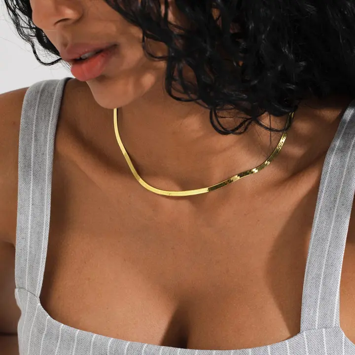 Tasiso 14K Gold Plated Snake Chain Necklace Cuban Chain Necklace for Women  Fashion Jewelry for Women Girls Gift