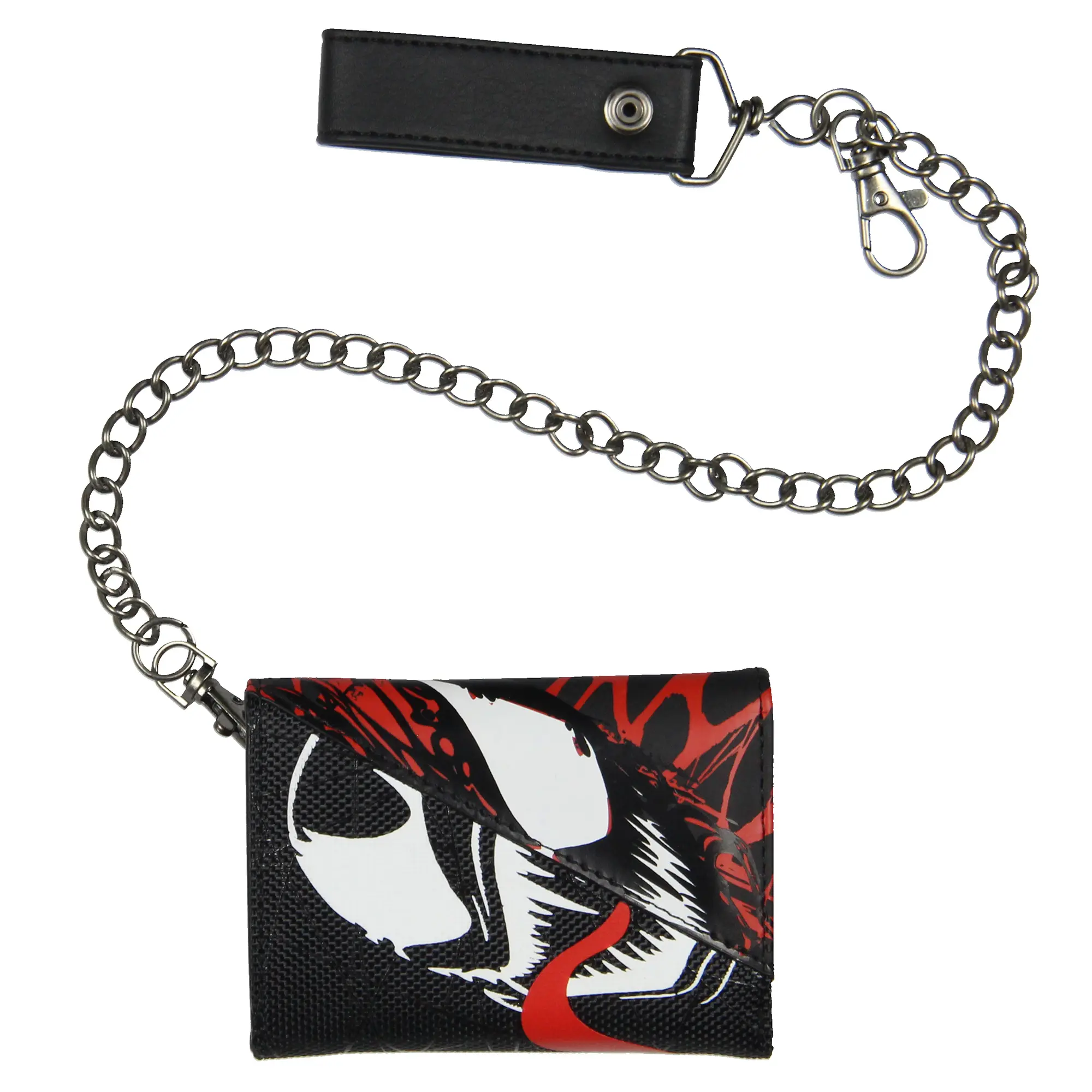 Bioworld Marvel We are Venom Character Design Tri-Fold Snap Chain Wallet, Multiple Slots, Quick Id Show