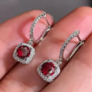 Cubic Zirconia Drop Earrings for Women, Multiple Color Options, Silver Needle, Elegant Wedding and Party Jewelry unique gift flat back stud earring men tarnish-free hypoallergenic daily accessory first choice long lasting casual all-season versatile costu