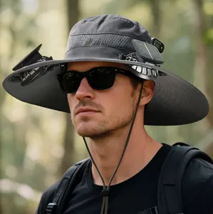 2026 New Solar Fan Outdoor Fishing Hat-Solar Sun Protection Sun Hat with Fan Solar Fan Hat Dual Power Supply Fan Outdoor Fan