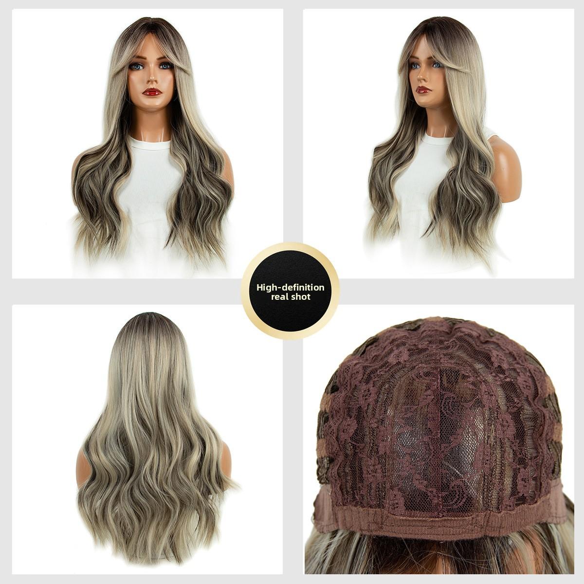 Amazon's best-selling wig, full head hairstyle, wavy curls, heat-resistant fiber, high-temperature silk wig for women