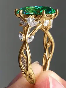 1 PC Gorgeous Cubic Zirconia Solitaire Statement Ring For Women For Valentine's Day Gift Wedding Anniversary Party Jewelry