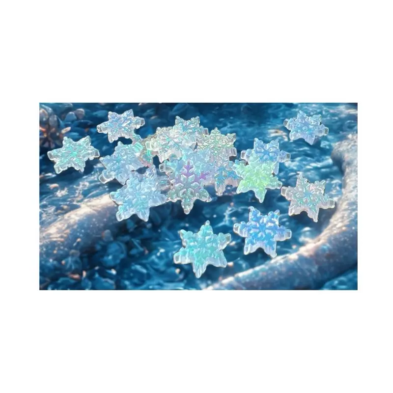 Blue AB Snowflake Nail Charms - Festive Winter Design for Holiday Decor - 10 Gram Bag of Super Shiny Reflective Blue Multi-Tone Snowflakes for Nail Art Projects