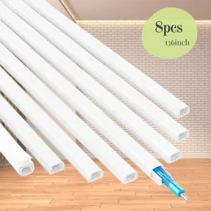 136in Mini Cord Cover Wall, Single Line Pipe PVC Wiring Duct, Wire Cover for Hiding Speaker Wire, Paintable Wire Channel, Cable Concealer, Home Living Room, 8 X L17in W0.5in H0.35in