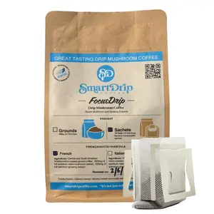 SmartDrip Coffee FocusDrip The First Pour™ 10-Serve Trial Coffee - Full-Body Flavor, Italian or French Roast Option, Reishi & Ginseng Extracts, Single-Serve Compostable Filters, No Instant Blends, Real Drip Beverage