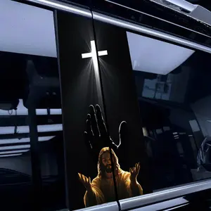 2 Pieces/Set Jesus Blessing Pattern Vinyl Car Stickers, Decal for Cars, Religious Style - DIY Art Protective Case, Suitable for Car B-Pillars - Easy to Paste and Durable Design Suitable for Cars, Automobile Decals