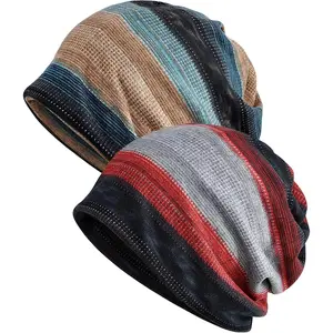 2PCS Womens Chemo Headwear Hats Cotton Slouchy Beanie Cap Scarf