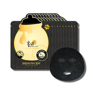 Papa Recipe Bombee Black Honey Mask Pack (10 Sheets, 0.88 oz each) - Hydrating Korean Face Sheet Masks for Pore Clearing, Blackhead Care & Oil Control