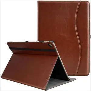 Z-PCS24   for iPad Pro 12.9 Inch Case 2017/2015 (Old Model,1st & 2nd Generation), Premium PU Leather Business Folio Cover with Auto Wake/Sleep, Document Card Slot, Multiple Viewing Angles,Brown