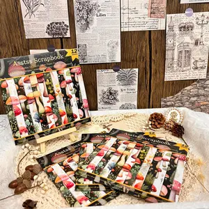 Mushroom Pattern Scrapbooking Paper Pad, 12 Sheets/pack DIY Scrapbooking & Stamping Paper, Multipurpose Decorative Paper for Scrapbooking & Journal Making