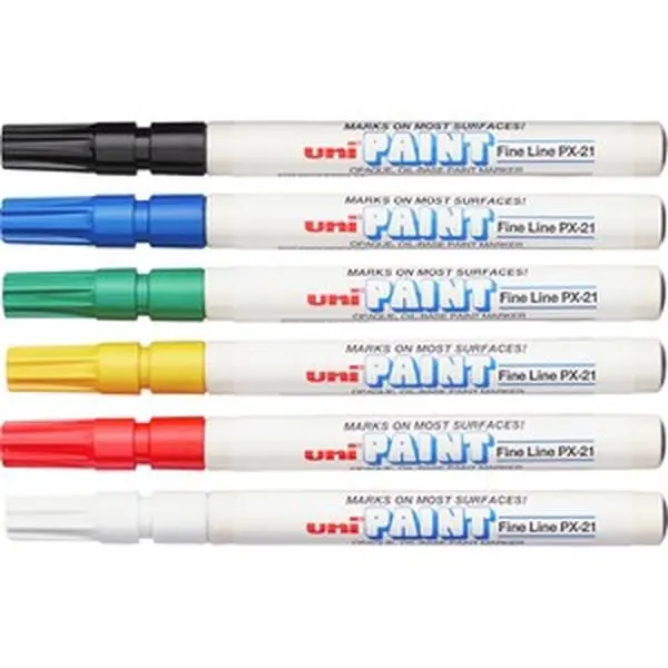 Uni-Ball UBC63720 Unipaint Fine Point Markers - Pack of 6, Oil-Based Fade-Proof Arts and Crafts Tools, Office Stationery That Dries Opaquely