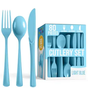 Heavy Duty Light Blue Cutlery Combo - 7.5 in. - 80 Count
