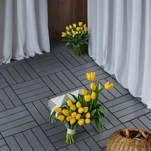 Dark Grey,Brown,44PCS Interlocking Deck Tiles,DIY Modular Flooring for Porch, Poolside, Balcony, Indoor/Outdoor Installation Manual Yard Garden