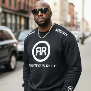 Black Cotton Fleece Circle Logo Sweatshirt