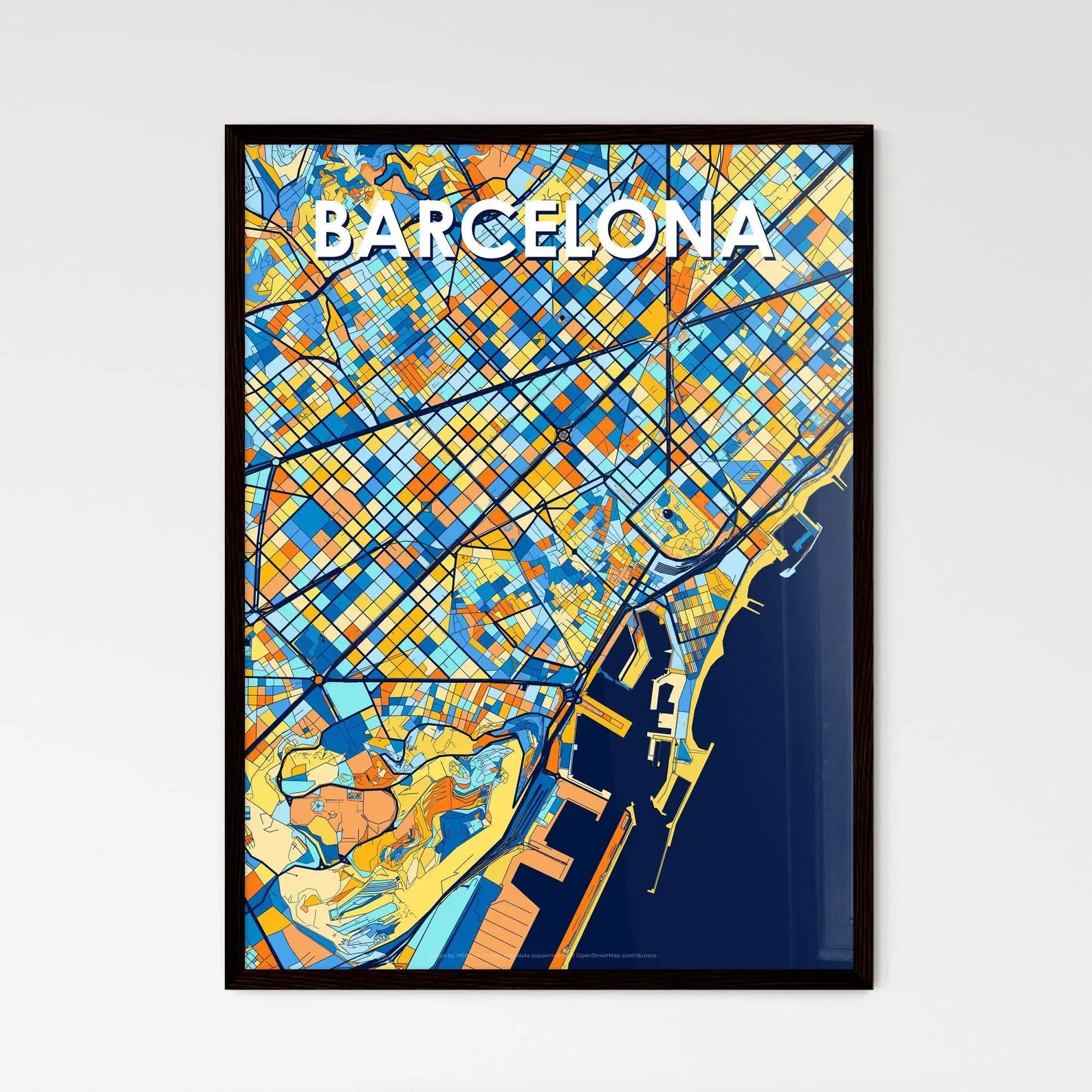 Barcelona Art Map Poster Stunning Vibrant Decor For Home Unique Gift Idea Lovers Travelers
