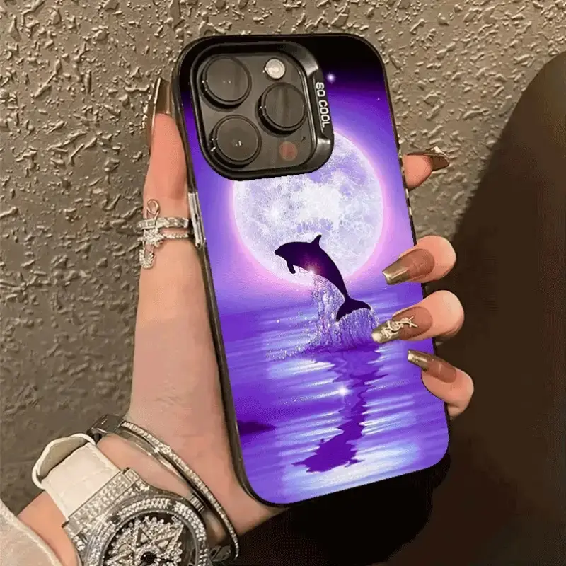 Dolphin Pattern Phone Case, Suitable for iPhone 17 16 15 14 13 12 11 PRO MAX PLUS, AIR and iPhone XR XS MAX 7 8Plus 16E SE, Easter/Birthday Gift, Suitable for Girlfriend/Boyfriend/Friend/Yourself