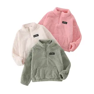 Girls' Wool Sweater Half-Zip Pullover Sweatshirt Short-Sleeve Fleece-Lined Warm Autumn/Winter Clothing Sizes 3-12 Fuzzy Hoodie Hoodie Top