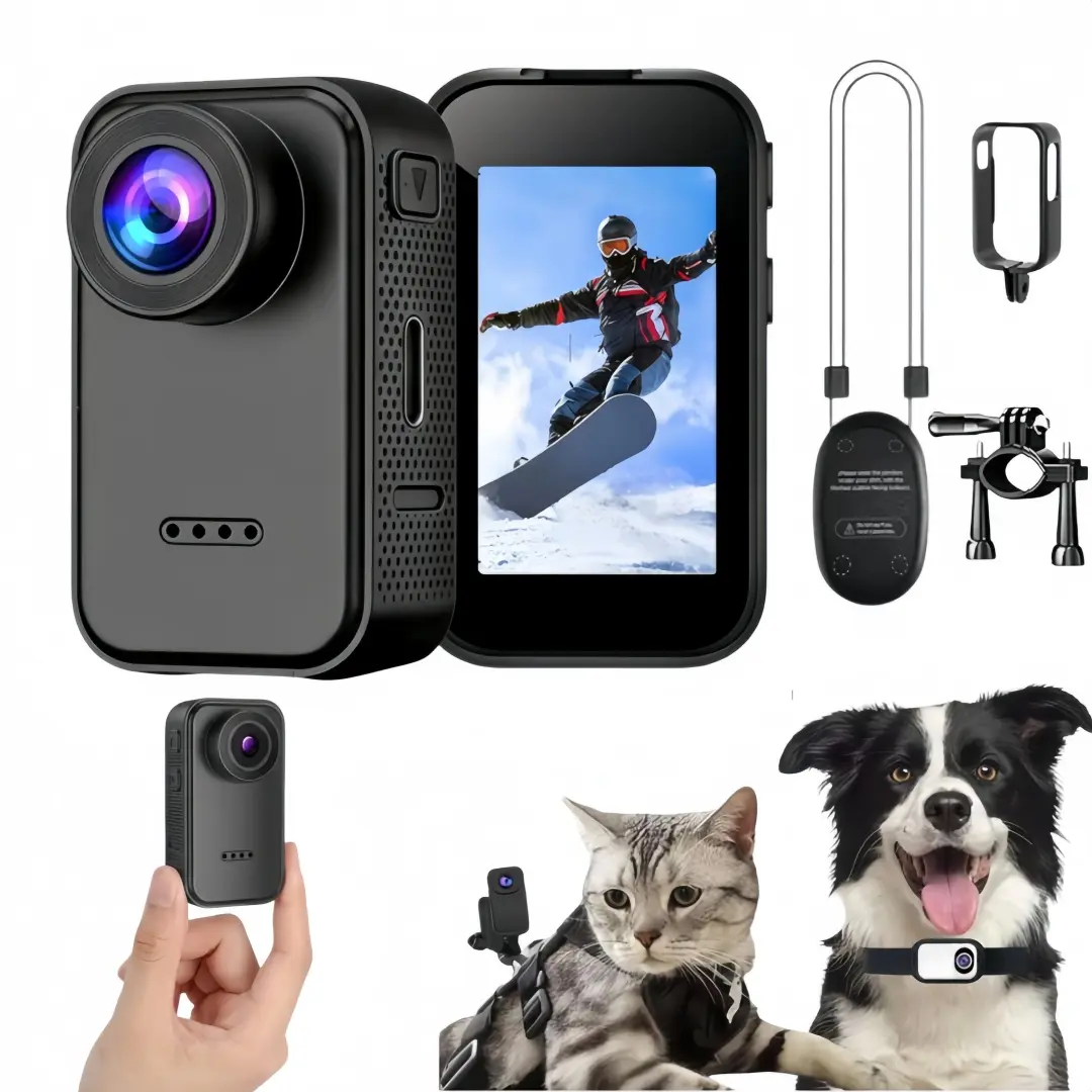 Vlogging Camera | 1080P HD Body Worn Camera, 3-Hour Battery, 130° Wide Angle, Dual Cam Design, Professional Action Camera for Sports Outdoors, Install Anywhere - Travel, Vlog, Pet Walking,body cam