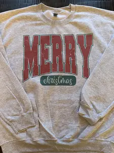Vintage Merry Christmas Sweatshirt Ash Gray