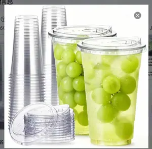 24 oz Clear Plastic Cup s with Strawless-Sip-Lids, 25 Sets Disposable Cups Plastic Iced Coffee Cup s, To Go Cups with Sip Through Lids for Smoothie, Milkshake, Cold Drinks for Party, Wedding, Event