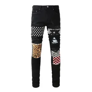 Denim Men's Jeans - Slim-Fitting, Mid Waist, Casual & Stylish with Ripped Details, Summer & Spring Fashion Pants Menswear Distressed Full Length
