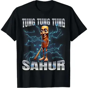 [T-shirt -Trek Gear Lab]  Cotton Unisex Tung Tung Tung Sahur T-Shirt women graphic shirts Streetwear Comfy