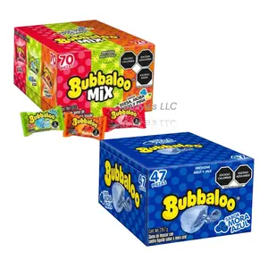 Bubbaloo Mix 3-Flavor (70 Pieces) and Mora Azul (47 pieces) Liquid-Filled Center Bubble Gum, Mexican Candy, Dulces Mexicanos, Flavors Fresa, Mora Acidia, and Pineapple Chamoy