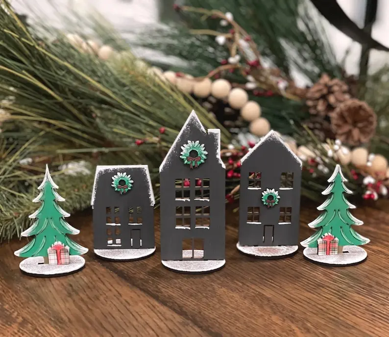 Whiskey barrel decor, Christmas decor, winter tiered tray decor, whiskey barrel candle holder accessories, rustic decor, farmhouse decor.