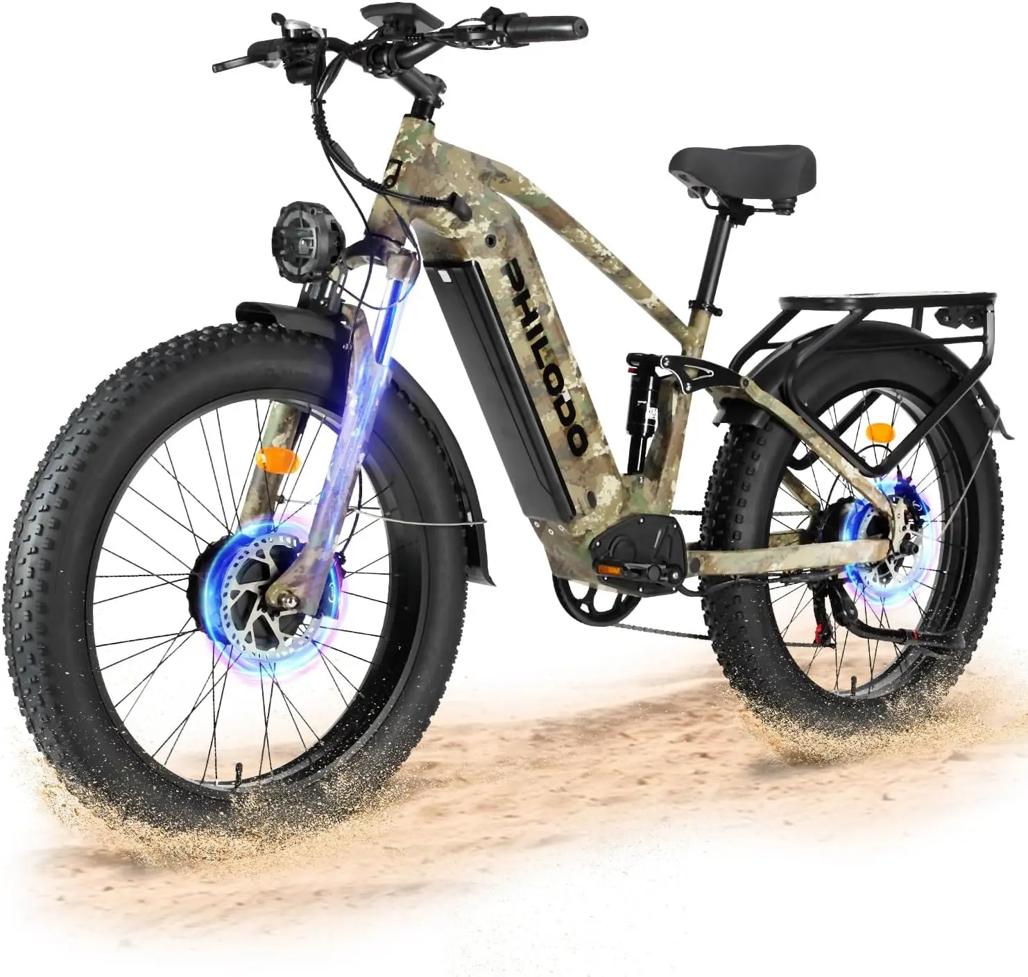 Falcon 60V Off-Road Electric Bike - Dual Motor Hunting Ebike, Fat Tire Full Suspension Dirt Bike for Adults, Long Range Snow/Sand Electric Bicycle