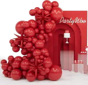 PartyWoo Red Star Balloons 110pcs Different Sizes 18 12 10 5 Inch Pack 22 Inch Red Spike Star Explosion Foil Mylar Balloon Arch Kit for Birthday Engagement Wedding Party Decorations Red-Y57