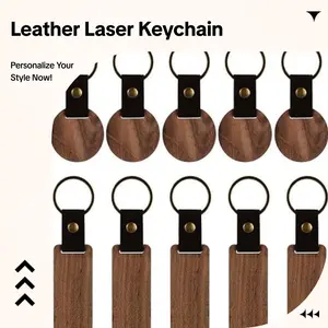 Custom Leather & Wood Laser Engraved Keychains - Personalized Gift Idea for Special Occasions & Unique Accessories