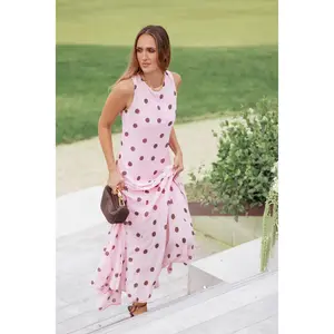 Keani Maxi Dress - Pink Polka Dot