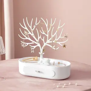 Deer Antler Jewelry Stand Tree-Shaped Deer Rotating Earring Display Rack, Ring Necklace Jewelry Storage Organizer Hanging Shelf