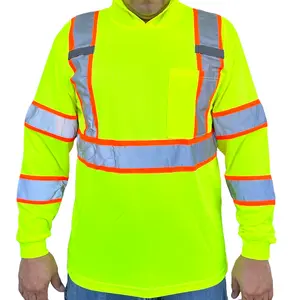 Hoodie Yellow High Visibility Safety Shirt With Reflective Stripes