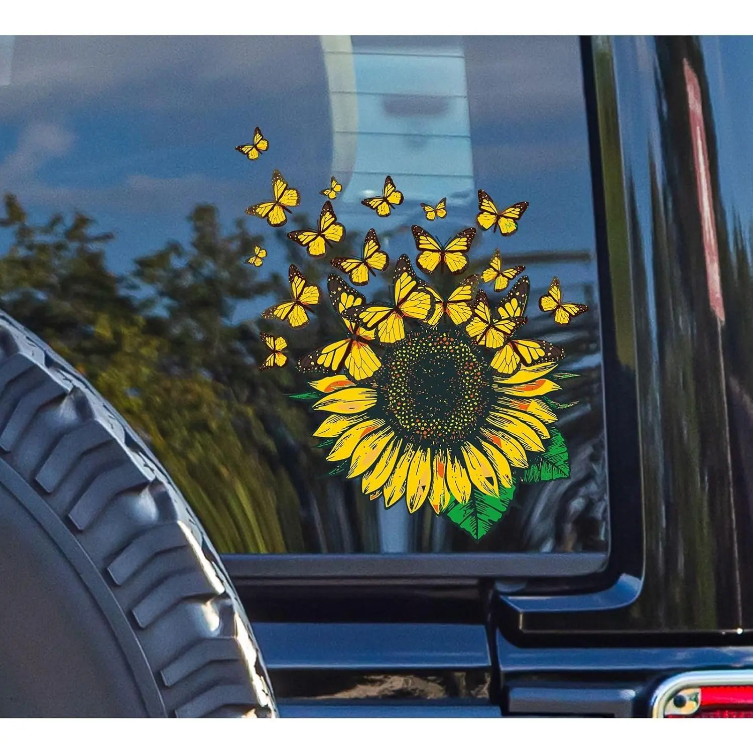 5 count Sunflower and Flying Butterflies Bumper Sticker  Decal for Women Mom  Rv Motorhome Windows (7x6)
