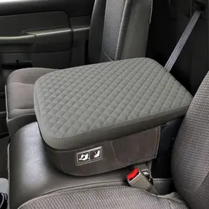 Center Console Cover Compatible with 2002 2003 2004 2005-2012 Dodge Ram 1500 2500 3500 Jump Seat Console, Armrest Lid Leather Protective Covering (Gray)