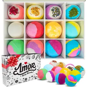 Handmade Bath Bombs 12 - Vegan & Cruelty-Free, Natural Botanicals, Multi-Pack, Long-Lasting Fizzing, Perfect for Body Care & Gift Giving