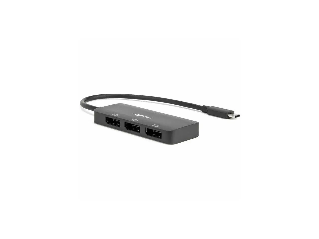 Rocstor Type-C to Triple DisplayPort Adapter with DP1.4 Alt Mode - 1 x USB Type C - Male - 3 x DisplayPort 1.4 Digital Audio/Video - Female - 7680 x 4320 Supported - Black - 1
