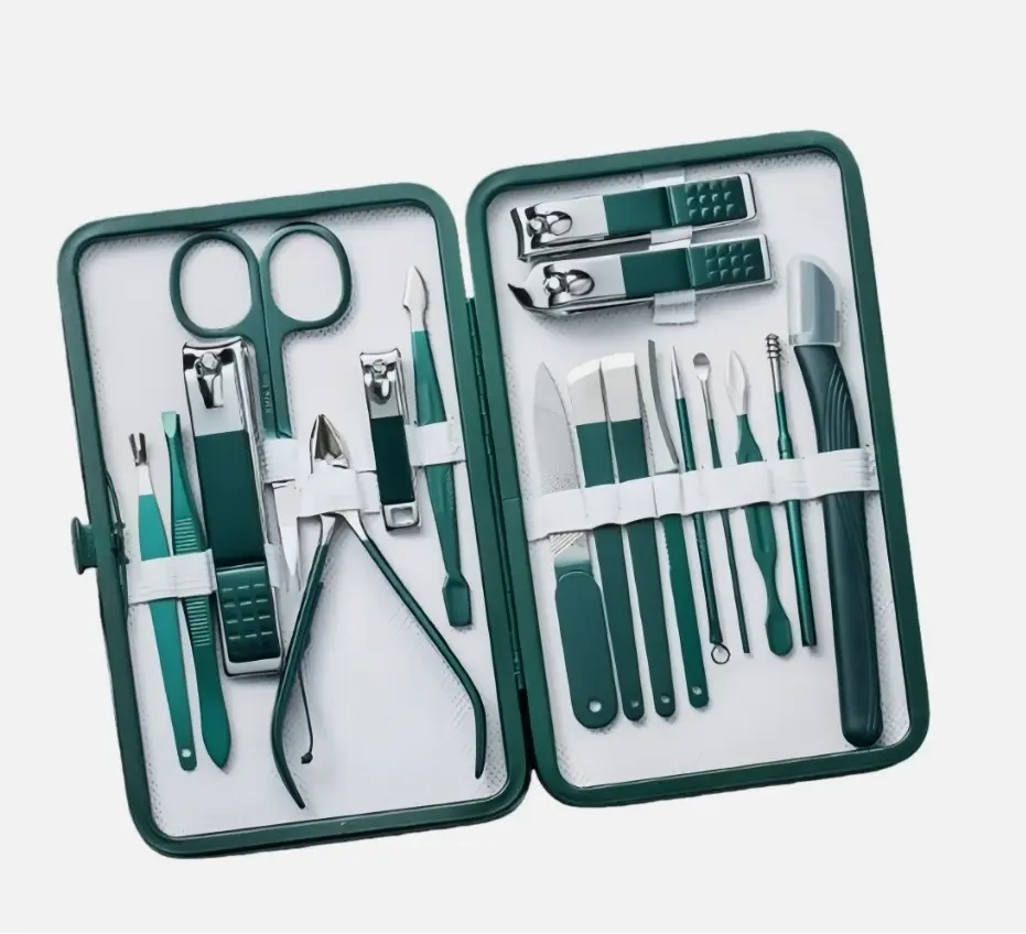 Nail Clipper Set, Stainless Steel Manicure Pedicure Kit with Nail Clippers Scissors Tweezers and Travel Case, Professional Grooming Tools for Home Travel and Daily Use