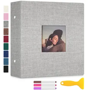 Photo Album Self Adhesive with Picture Display Window, 3-Ring Scrapbook Albums 60 Pages Holds 8x10 5x7 4x6 Photos, Photo Book Ideal Gift for Family Wedding Baby, Decor, Travel Diary Album