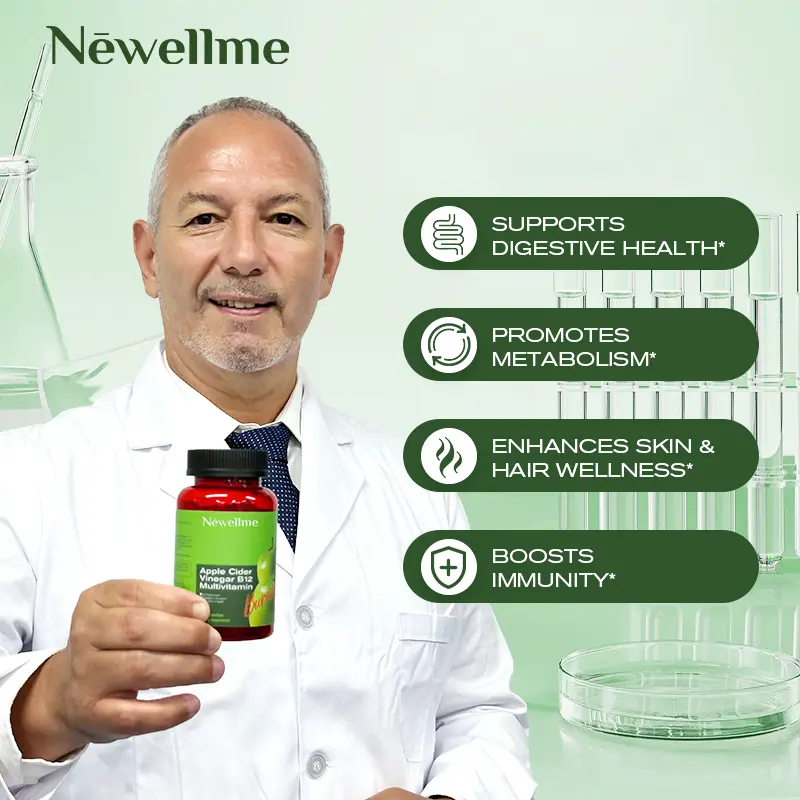 NEWellme-Updated Version Apple Cider Vinegar Gummies Formulated - supports digestion, detoxification and cleansing - ACV Gummies W/VIT B12 Organic