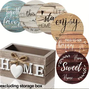 6-Piece Farmhouse Cup Mat Set with Inspirational Quotes, Wooden Heat Resistant Non-Slip Mats, Wooden Coasters, Perfect Gift for Home Kitchen Decor，and various occasions - Christmas, Easter, Valentine's Day(excluding storage box)