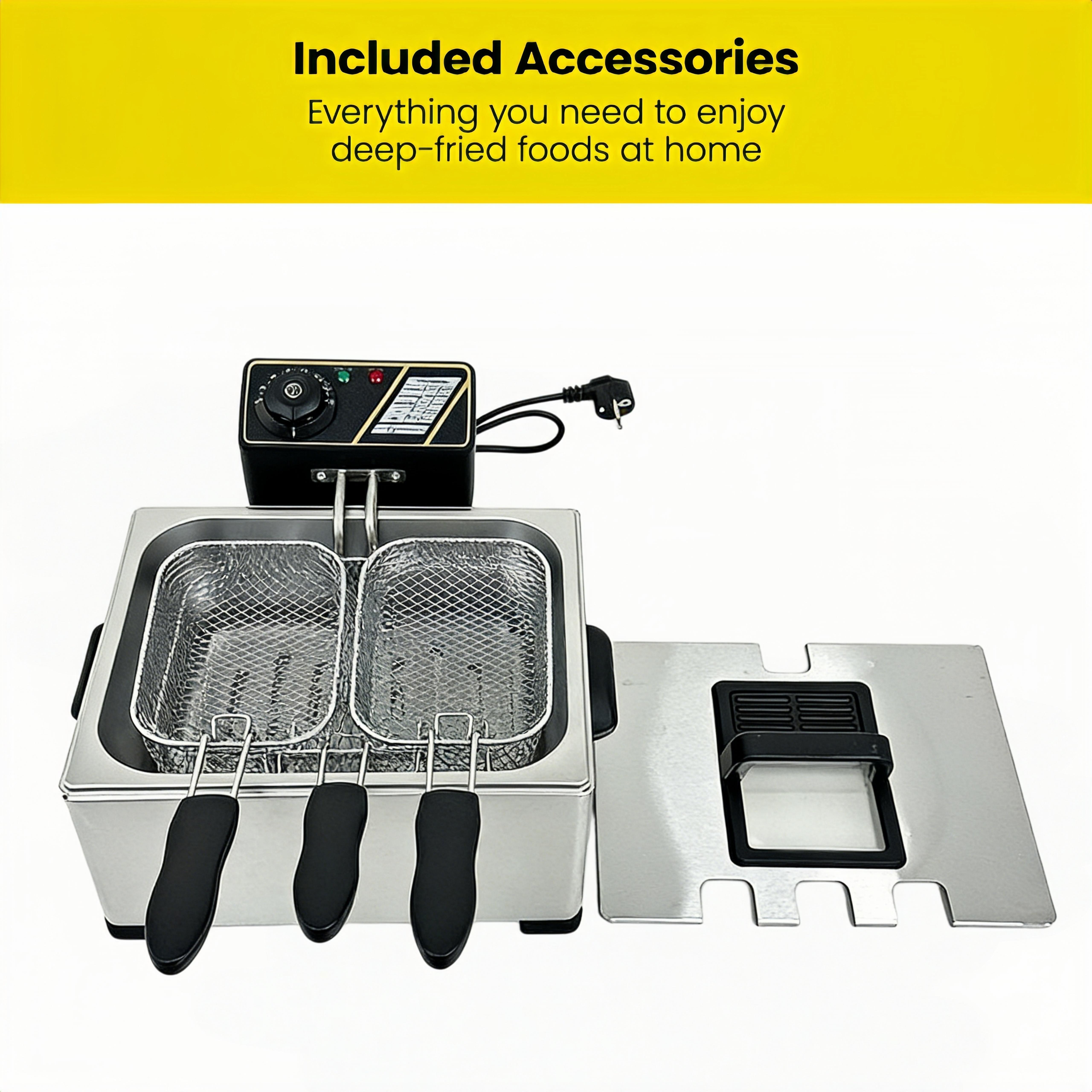 5 Liter/21 Cup Stainless Steel 1400 Watt Electric Fryer withRemovable Triple Plate Fryer, 5.3 Quart, Silver, Oil-Repellent Filter Cover, Easy to Clean, Ideal  FriedChicken, Fish, Chips and Donuts, Ideal Gift  HomeCookers griddle for home