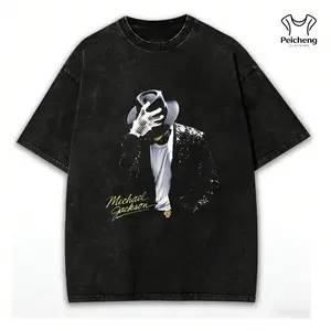 washed cotton Casual Fashion T-Shirt Michael Jackson Iconic Pose With Signature And Sparkling Jacket Design Perfect For Music Lovers And Pop Culture Fans Ideal Gift For Friends Family Or Yourself During Spring Summer Seasons