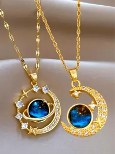 Elegant Star Moon Necklace for Women, Luxurious Rhinestone Clavicle Chain, Versatile Jewelry Accessory, Perfect Gift Idea, Dangling Charms Necklace