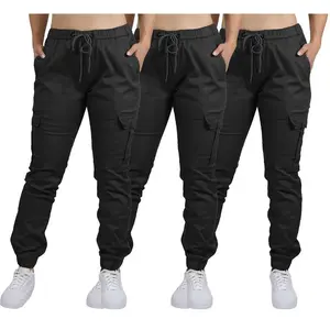 3-Pack Women's Cotton Flex Stretch Cargo Hiking Combat Quick Dry Jogger Pants , Tactical Cargo Work Pants