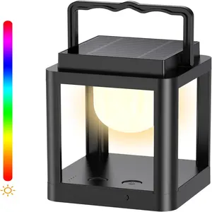 Outdoor Solar Table Lamp,Collasis 10 RGB Color Changing Lights,Portable Rechargeable Solar Lantern Waterproof, Touch Control Outdoor LED Lights Decorative for Patio Walking Reading Camping Bedside