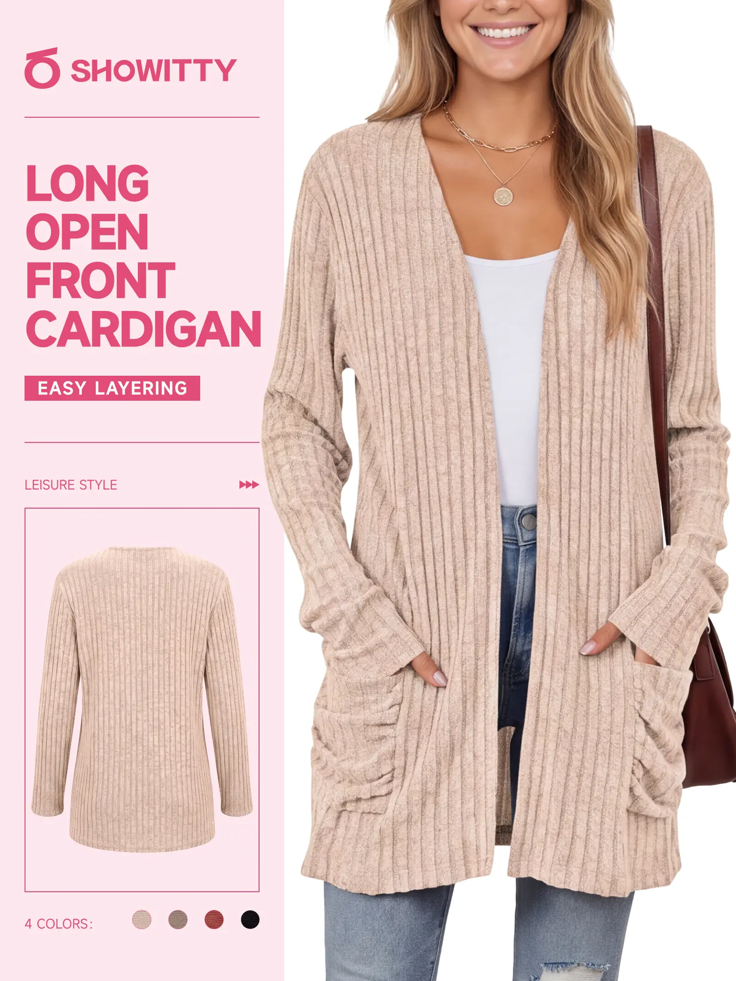【Soft Layers】SHOWITTY Womens Long Open Front Cardigan Soft Knit Lightweight Sweater Cardigan with Pockets Casual Layering Outerwear