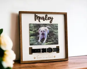 Personalized Pet Memorial Collar Holder | Custom Pet Loss Frame | Dog Remembrance Gift | Pet Loss Portrait Keepsake Gift, 2 layered